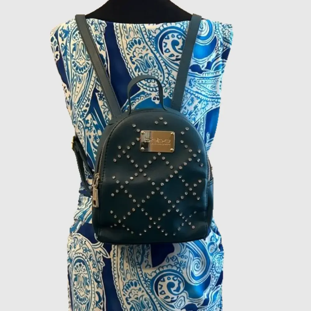 Bebe Teal Rhinestone Backpack Purse
